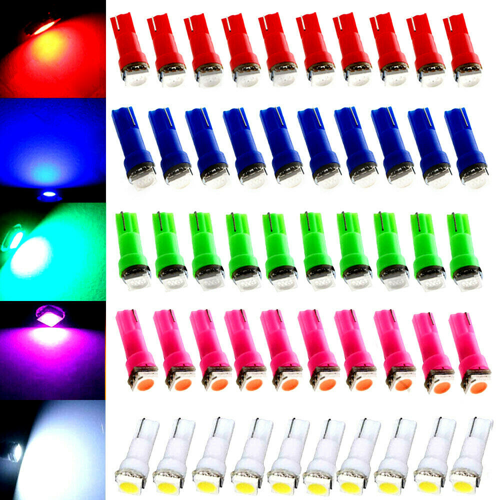50*/Set T5-5050-1SMD LED Speedometer Instrument Gauge Bulbs Light Cluster Dash