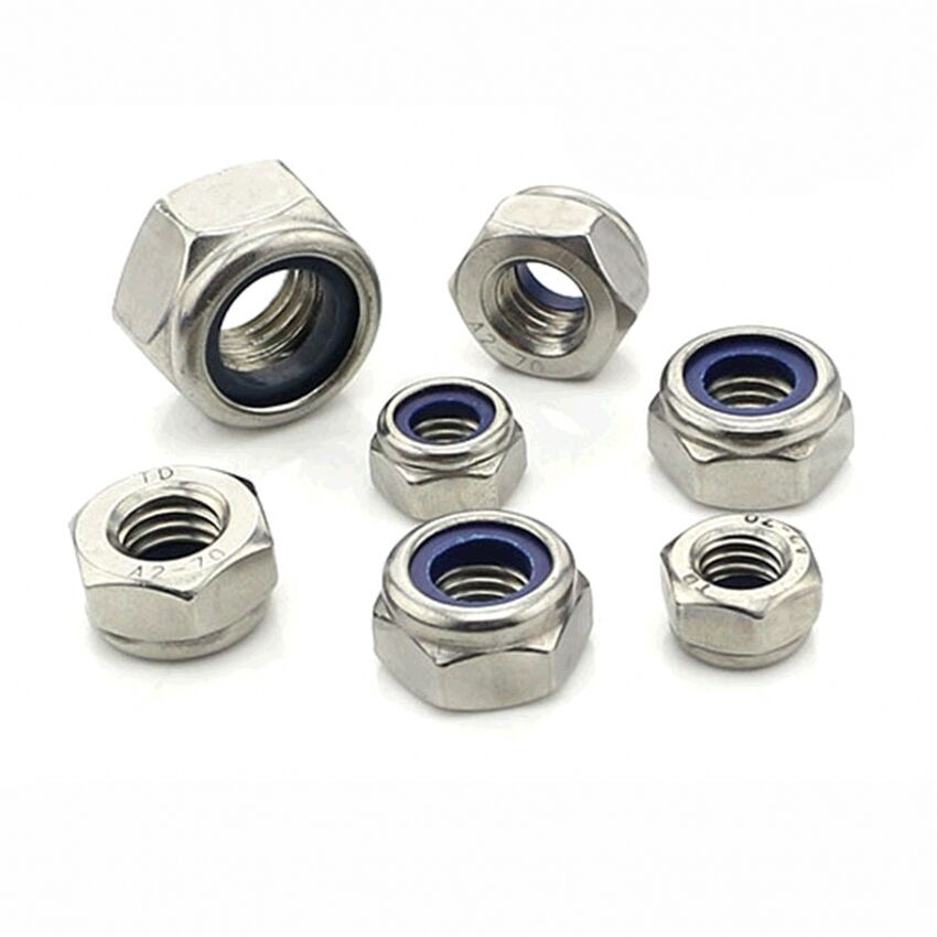 2PCS M12*1.25mm Fine Thread Nylon Insert Lock Nut Nyloc Nut 304 Stainless Steel