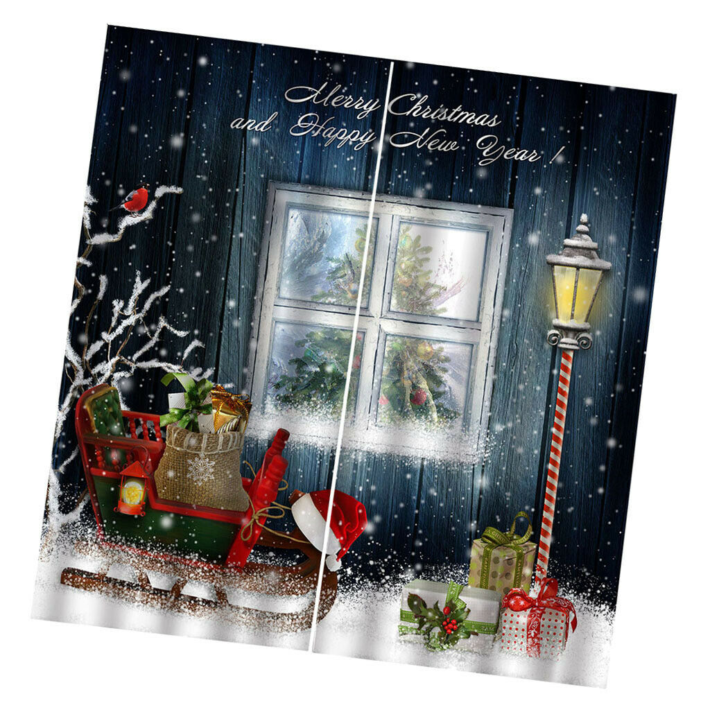 Christmas Pattern Window Curtains Kids Room Home Decor 140x100cm Gifts