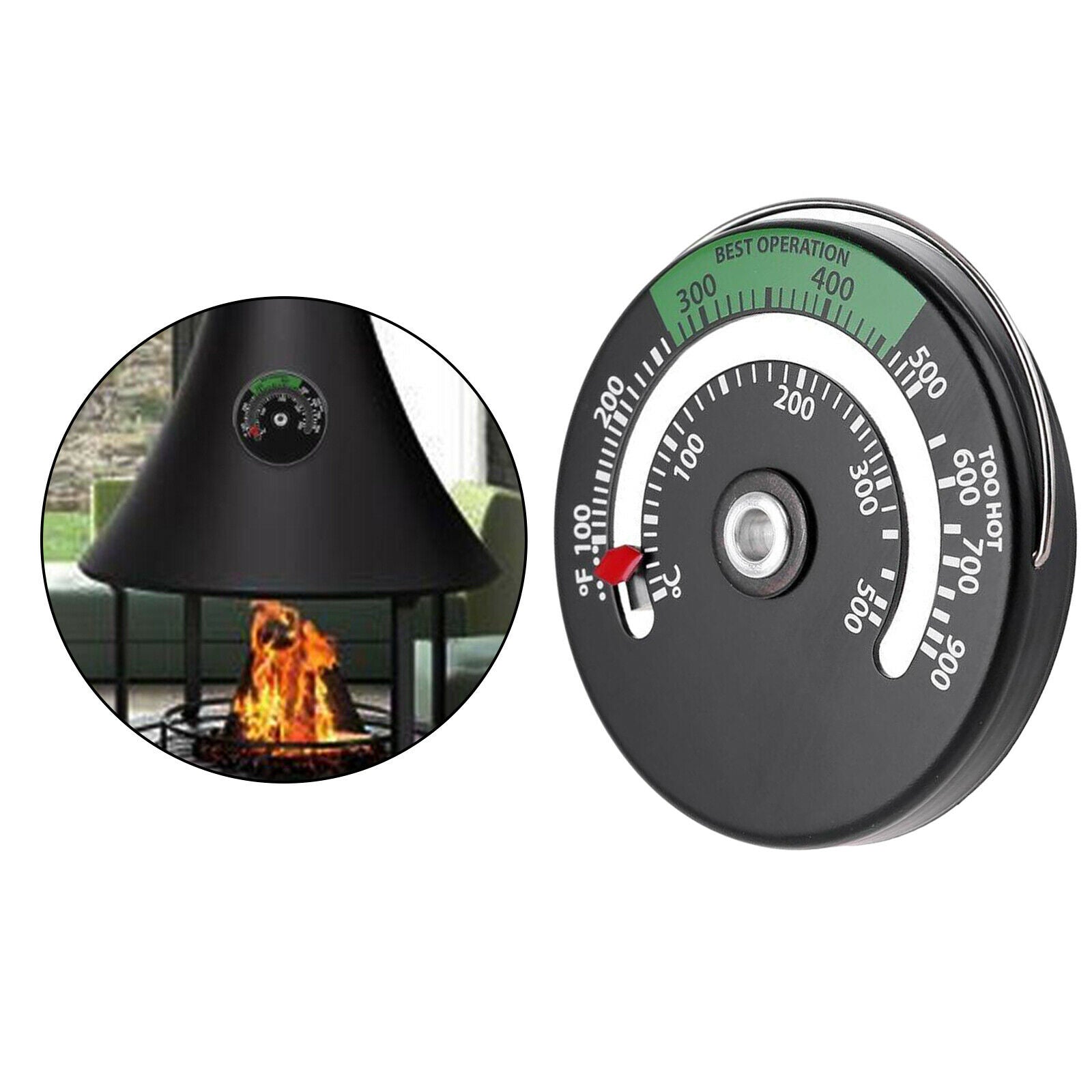 Magnetic Stove Flue Thermometer Wood Burning Temperature Gauge Stove F/C