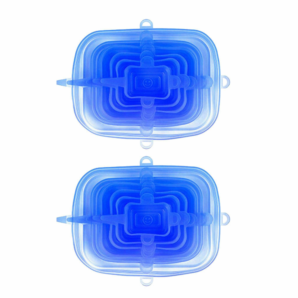 2set Silicone Stretch Lids Bowl Wrap Lids Silicon Gel w/ for Bowls Cups