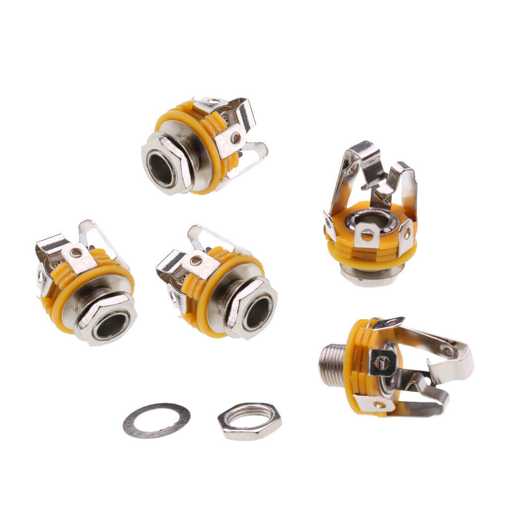 Practical 5Pcs Electric Guitar DIY 1/4'' Stereo Input Output  Sockets