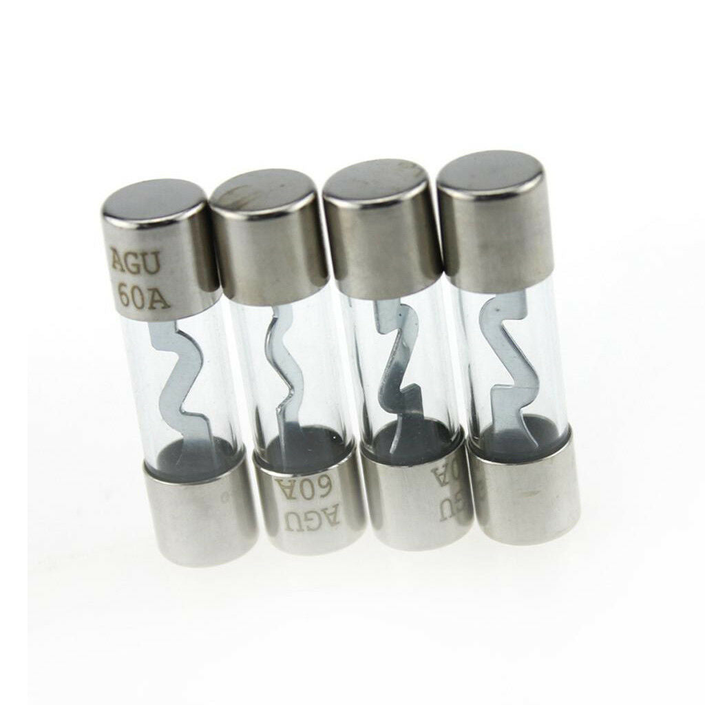 4 Pieces Car Audio Part Electronics 60A AGU Fuses with 4/8 Gauge Fuse Holder