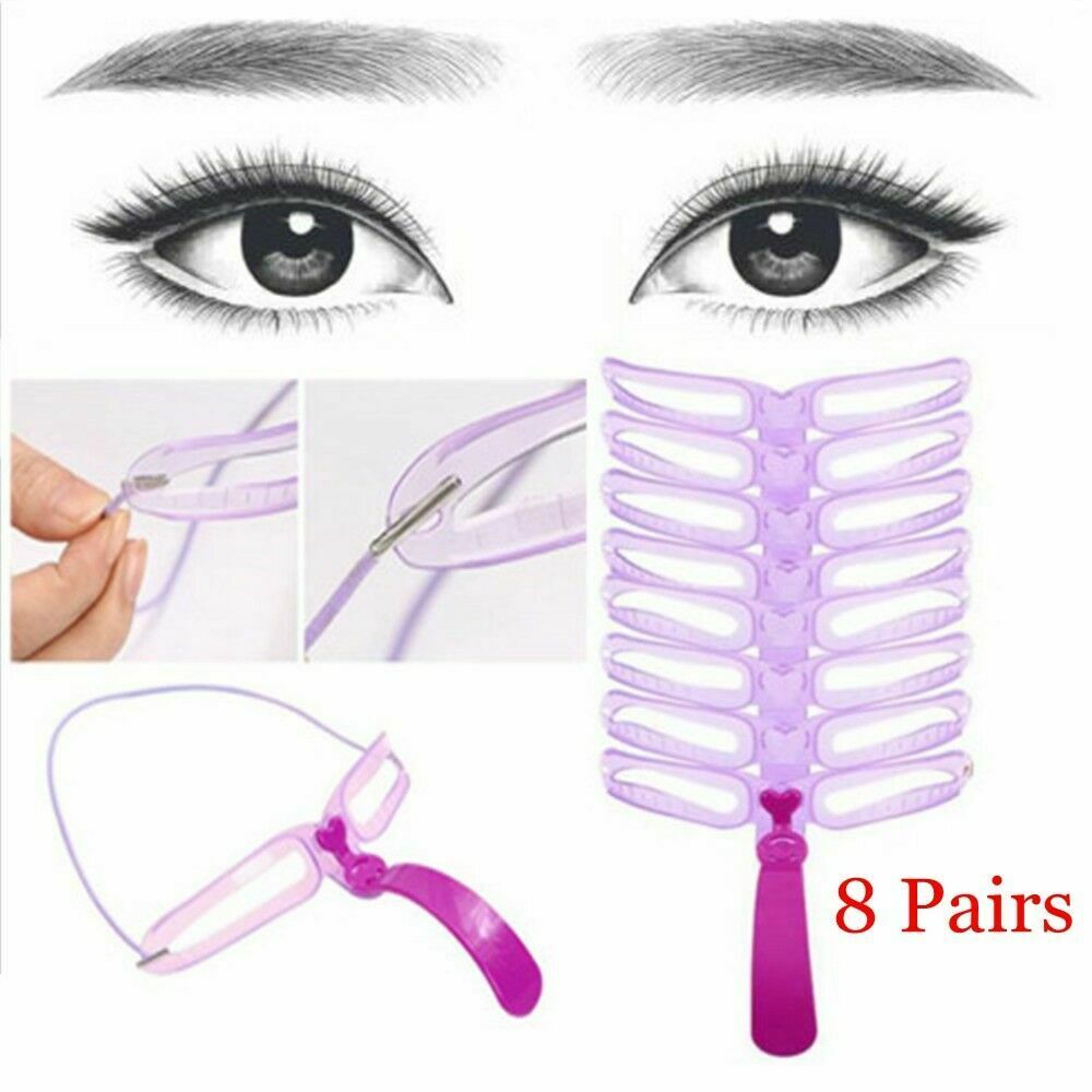 8 Pairs Eyebrow Stencils Shaper Grooming Kit Brow MakeUp Template Tool Reusable