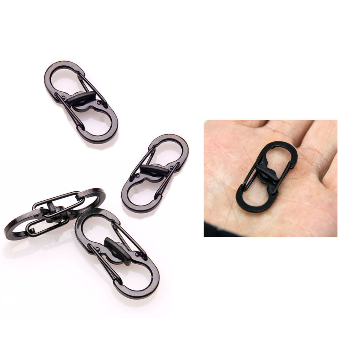 Lot Of 5PCS Outdoor Micro Lock Keychain Locking Clips Carabiner Camping Hiking
