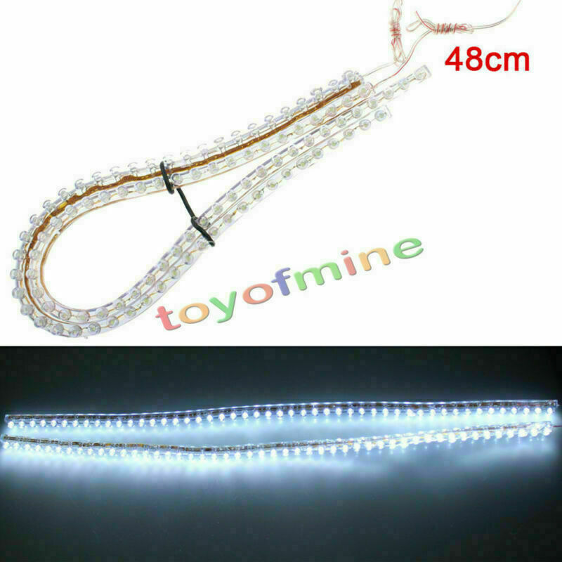 2pcs 48cm 48 LED Strip Light Car Motorcycle 12V Lamp Flexible Waterproof White