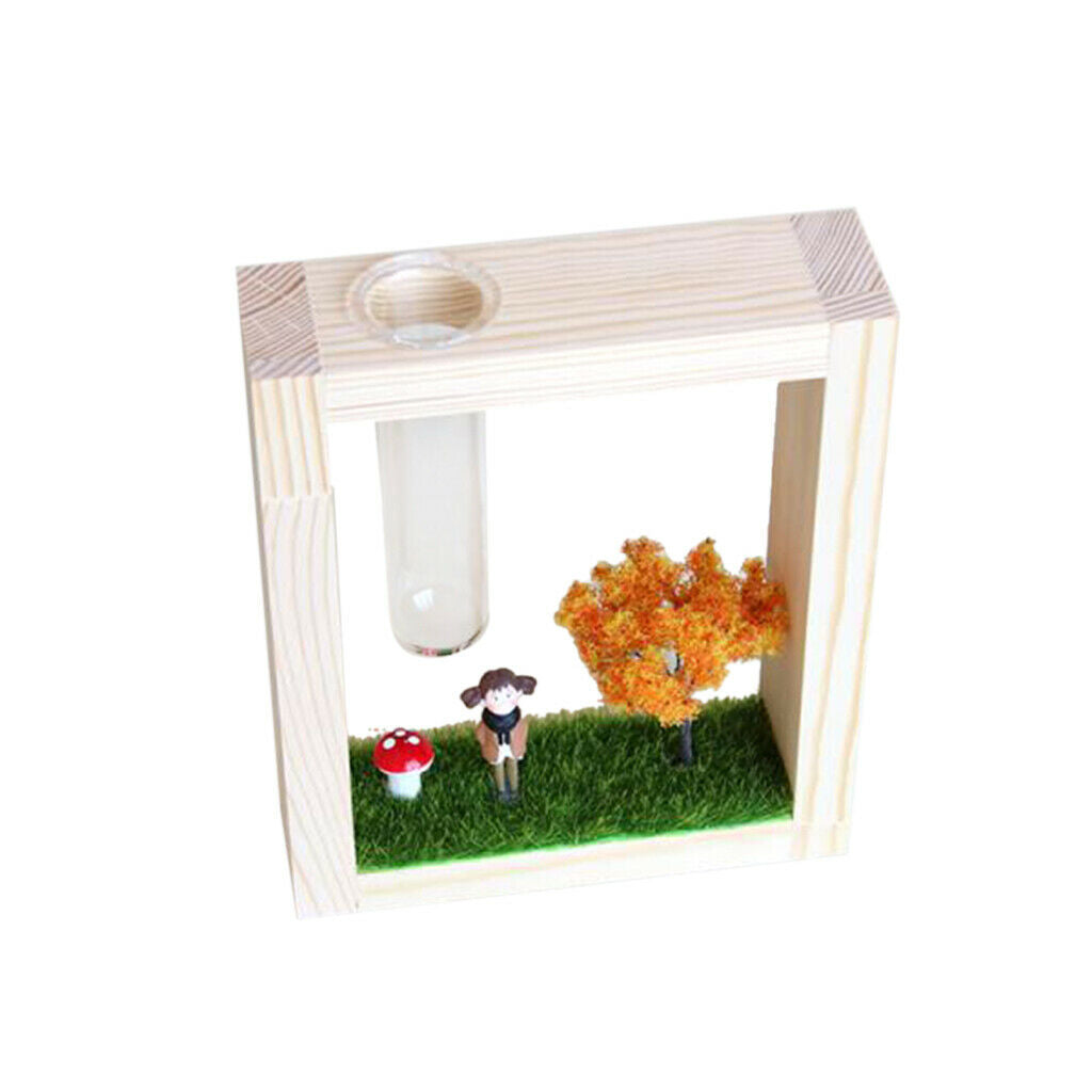 Hanging Micro landscape Test Tube Flower Vase Hydroponic Vase In Wood Stand A