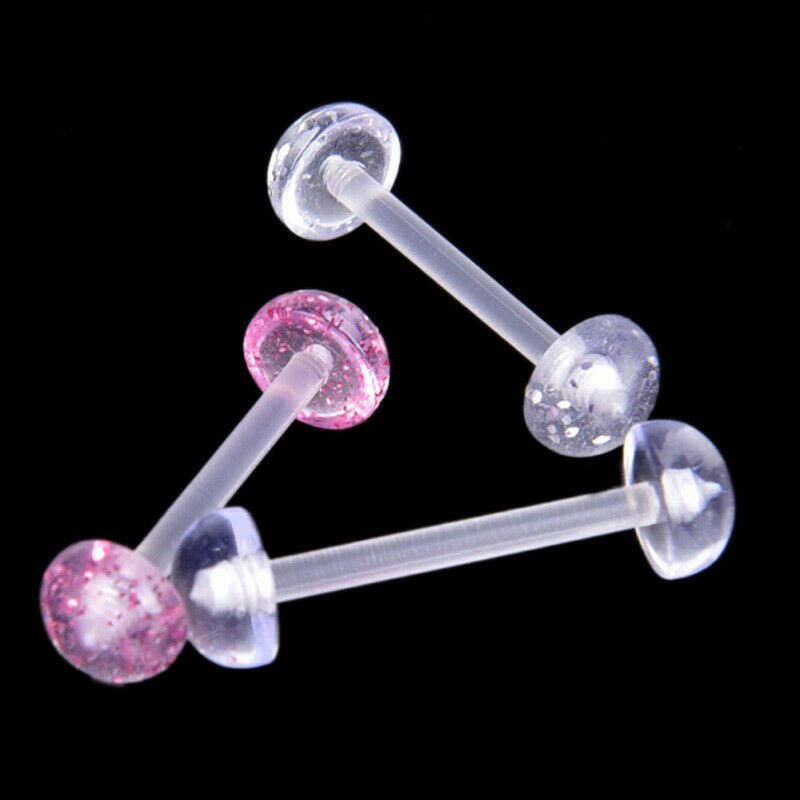 5Pcs/Set Mixed Acrylic Ball Barbell Soft Bar Tongue Ring Studs Body Pierc.l8
