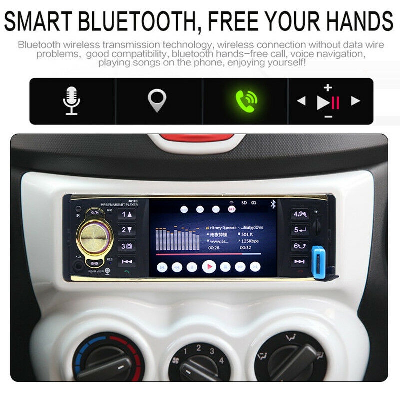 4.1" Car Digital Stereo Radio MP5 Player Bluetooth 1DIN SD USB FM Audio Charger