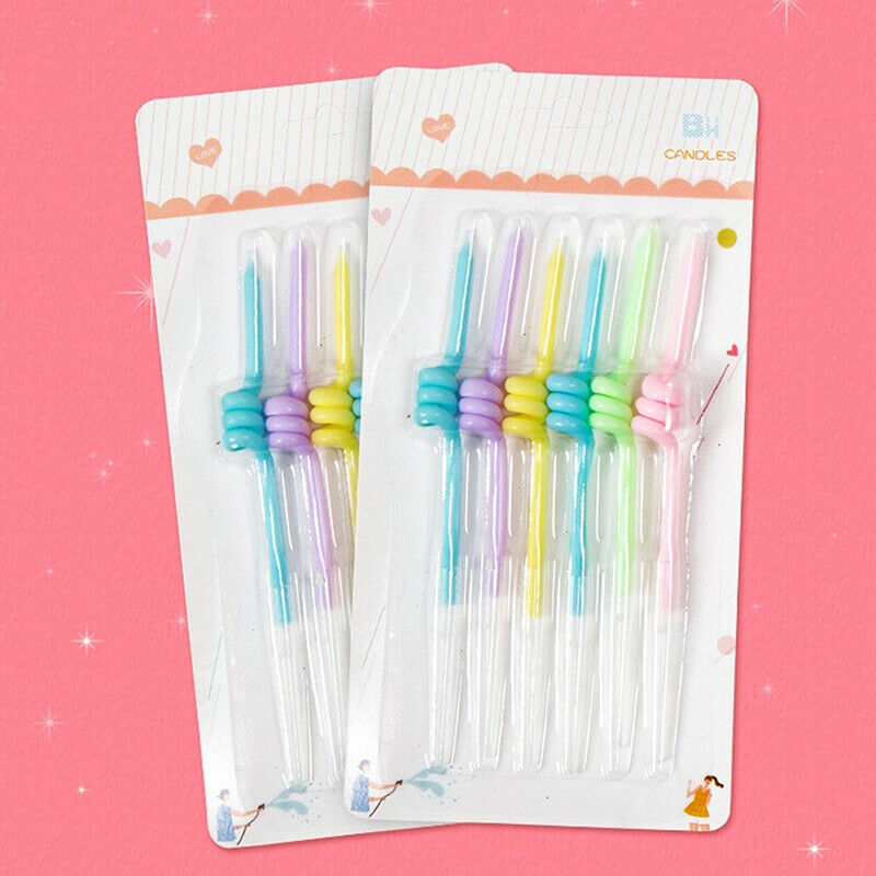 6*Birthday Cake Candles Curve Thread Rainbow Candle Kids Birthday Cake De.l8