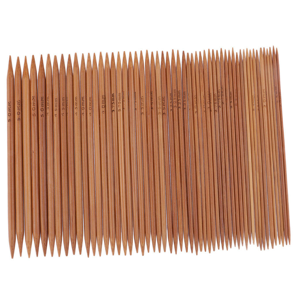 55pcs 11 Sizes 13cm Double Pointed Carbonized Smooth Bamboo Knitting Needles