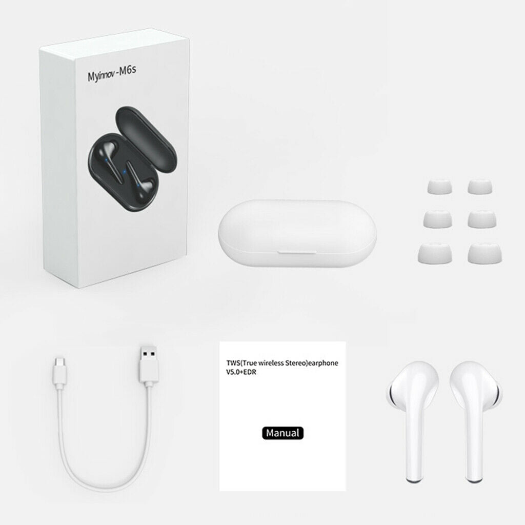Bluetooth 5.0 True Wireless Earbuds Sports Headsets Stereo Headphones White