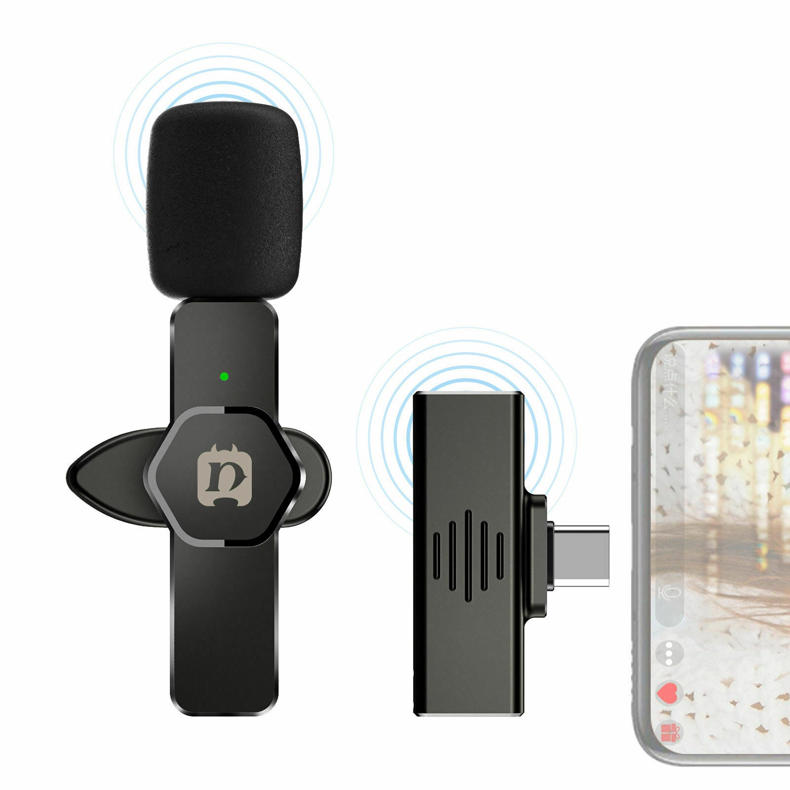 Wireless Lavalier Microphone Clip-On Interface Receiver for Video Camera