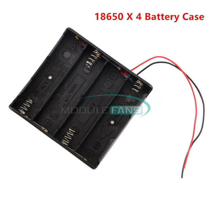 4X 18650 Battery ABS Power Bank Cases Holder Storage Box + Leads