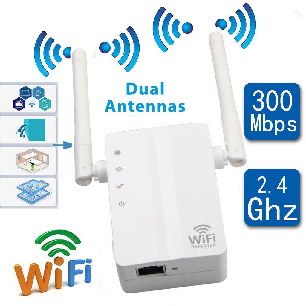 300Mbps Wifi Repeater Router 3 Working Modes EU Plug for Home Office White