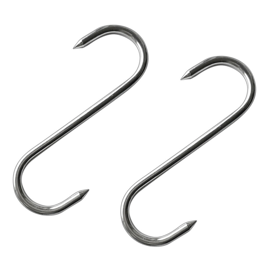 Lot of 2, S Shaped Stainless Steel Metal Hooks Pan Pot Meat Hanger Organizer