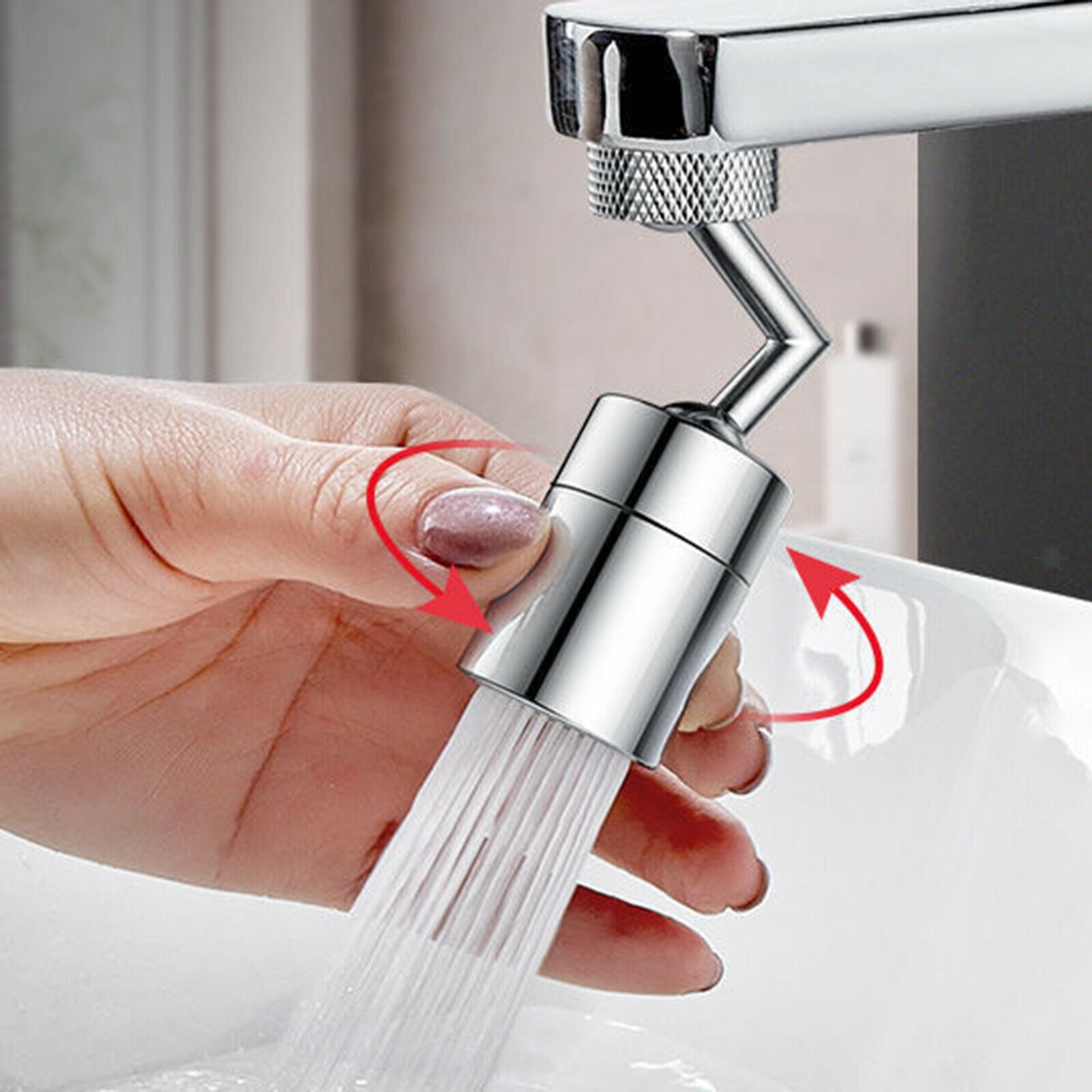 2Pcs Rotating Faucet Moveable Toilet Splash-proof Flexible Spray Tap Head