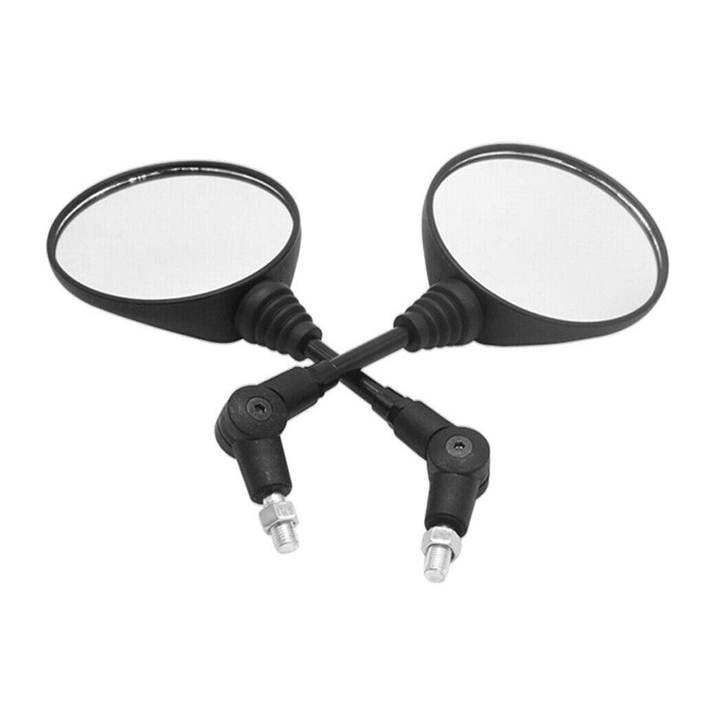 2Pcs Black Collapsible Round Motorcycle Side Rearview Mirror Rear Mirrors