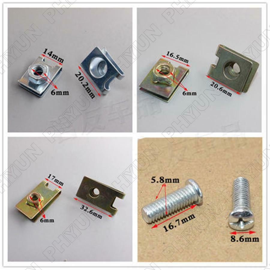 100Pcs Universal Mixed Auto Fasteners Car Panel Fender Metal Plate Clips U-Type