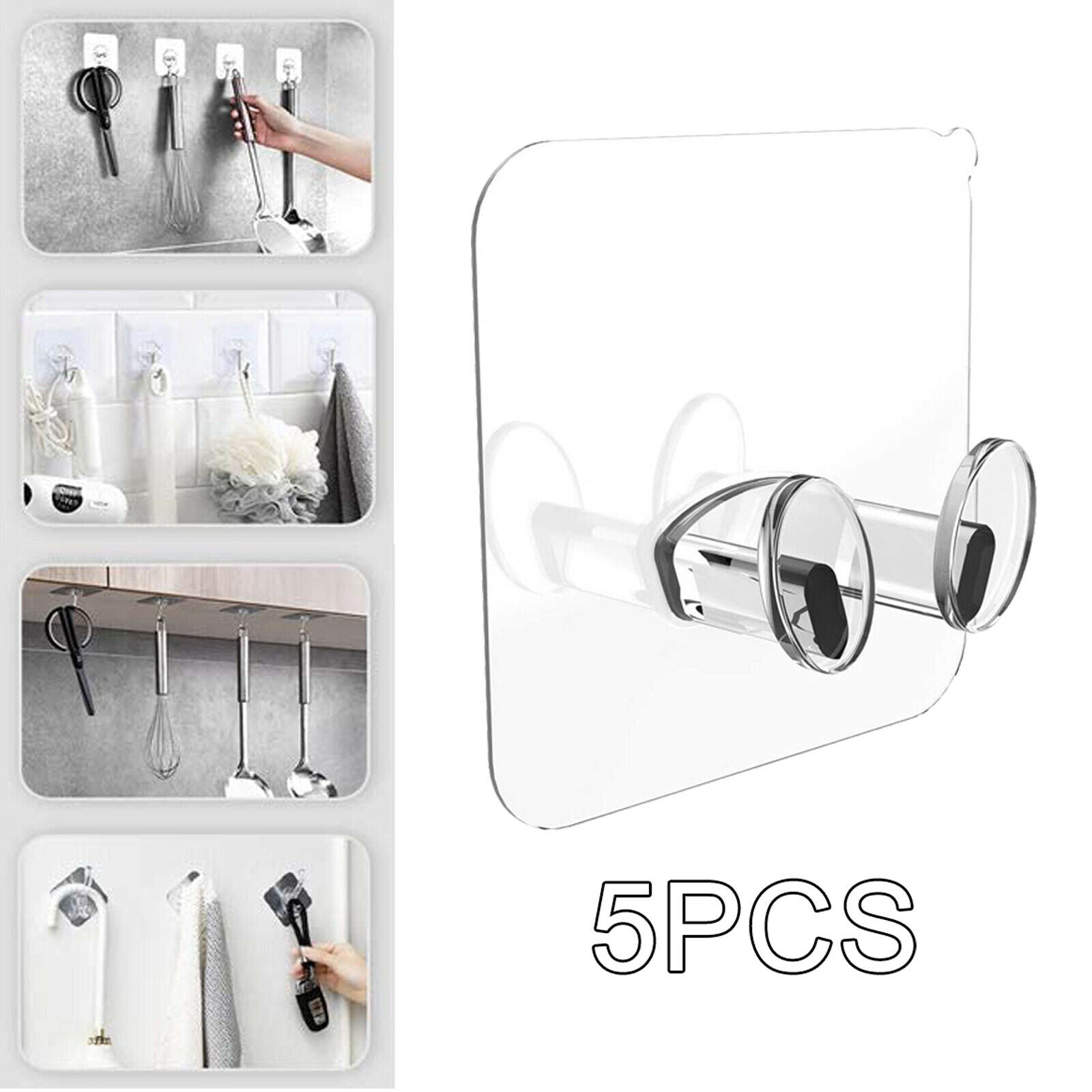 5x Transparent Self Adhesive Razor Wall Hooks Towel Rack Decorative Storage