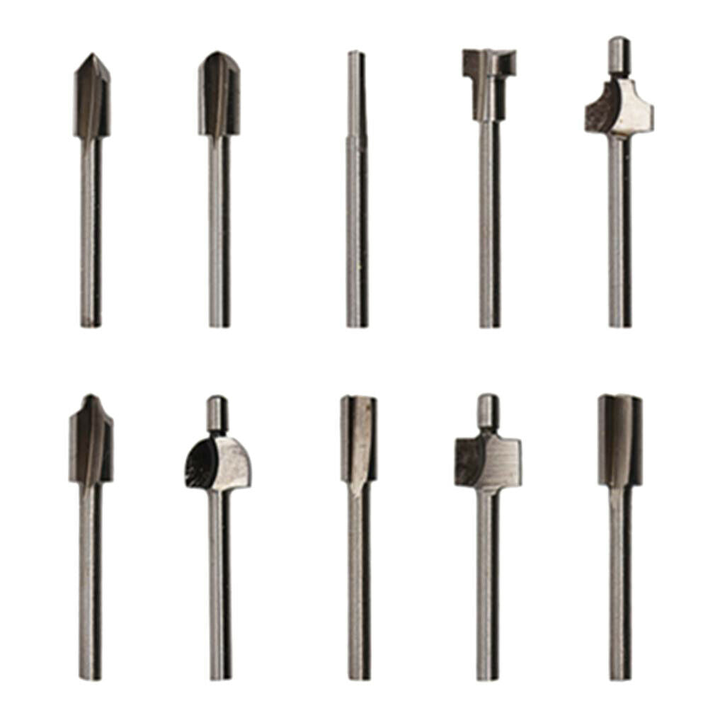 10 Set 1/8" 3mm HSS Woodworking Router Bit Cutter Milling Fits Rotary Tools