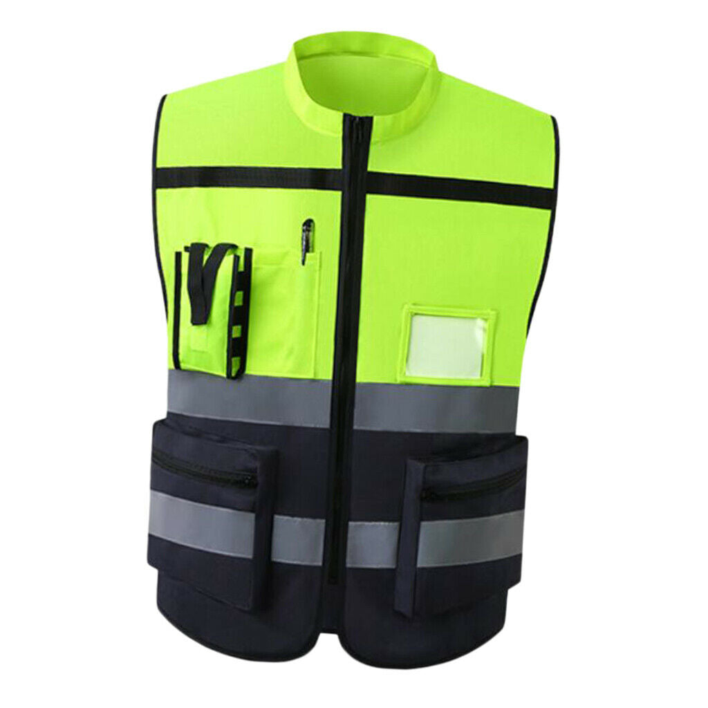 3X Reflective Vest Safety Sleeveless Waistcoat with Zipper Yellow F