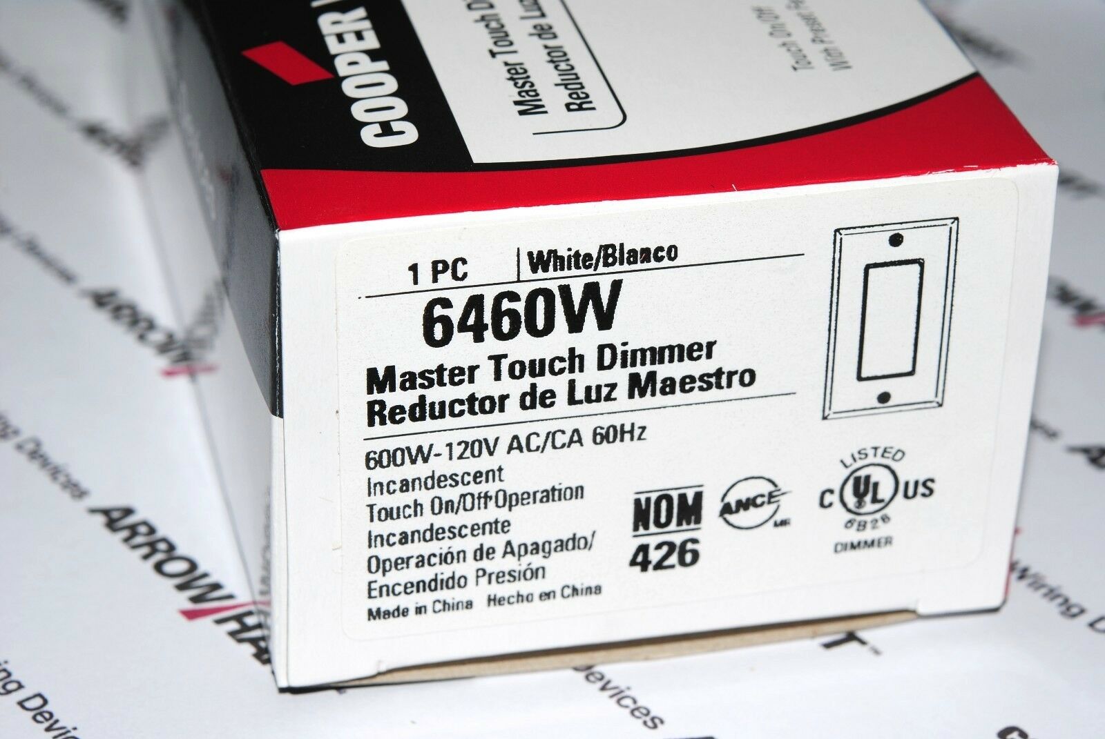 10pcs-COOPER 6460W Master Touch Dimmer/Switch 600W 120V AC/CA 60Hz