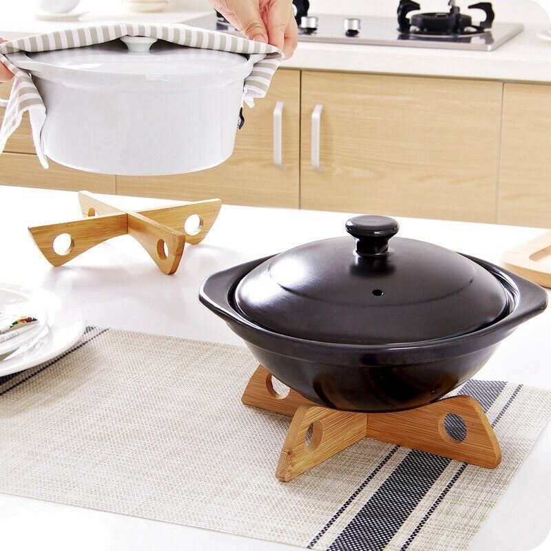 Bamboo Cross Tray Holder Pot Soup Bowl Mat Wood Bamboo Organizer Hot Pot .l8