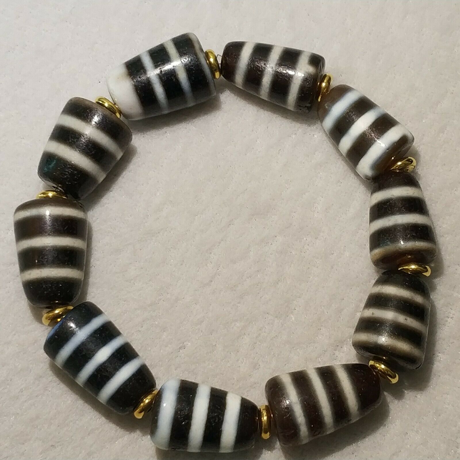 Magic Power Old Tibetan Agate *Multiple Stripes* Broken Dzi Beads Bracelet CH640