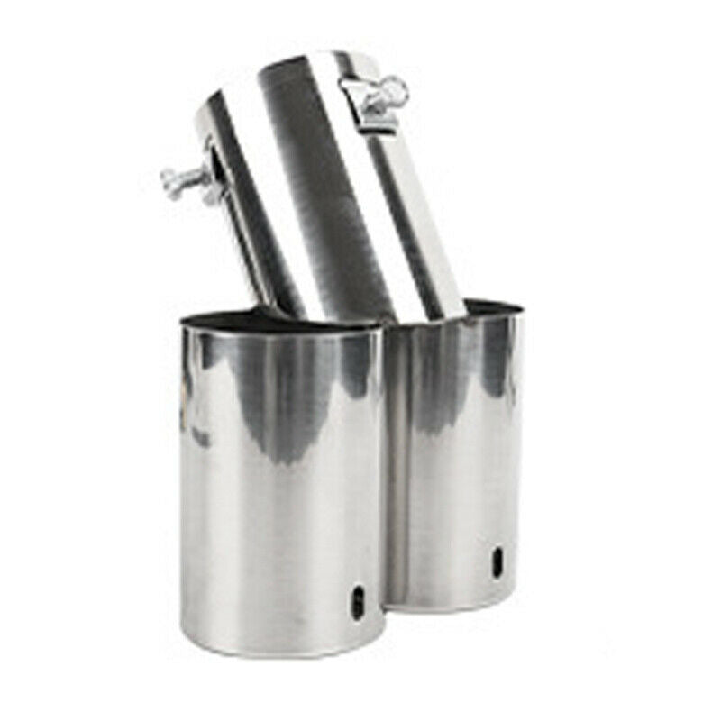 1X Car Double-Barrel Exhaust Pipe Trim Tip Tail Muffler Stainless Steel Clamp-on