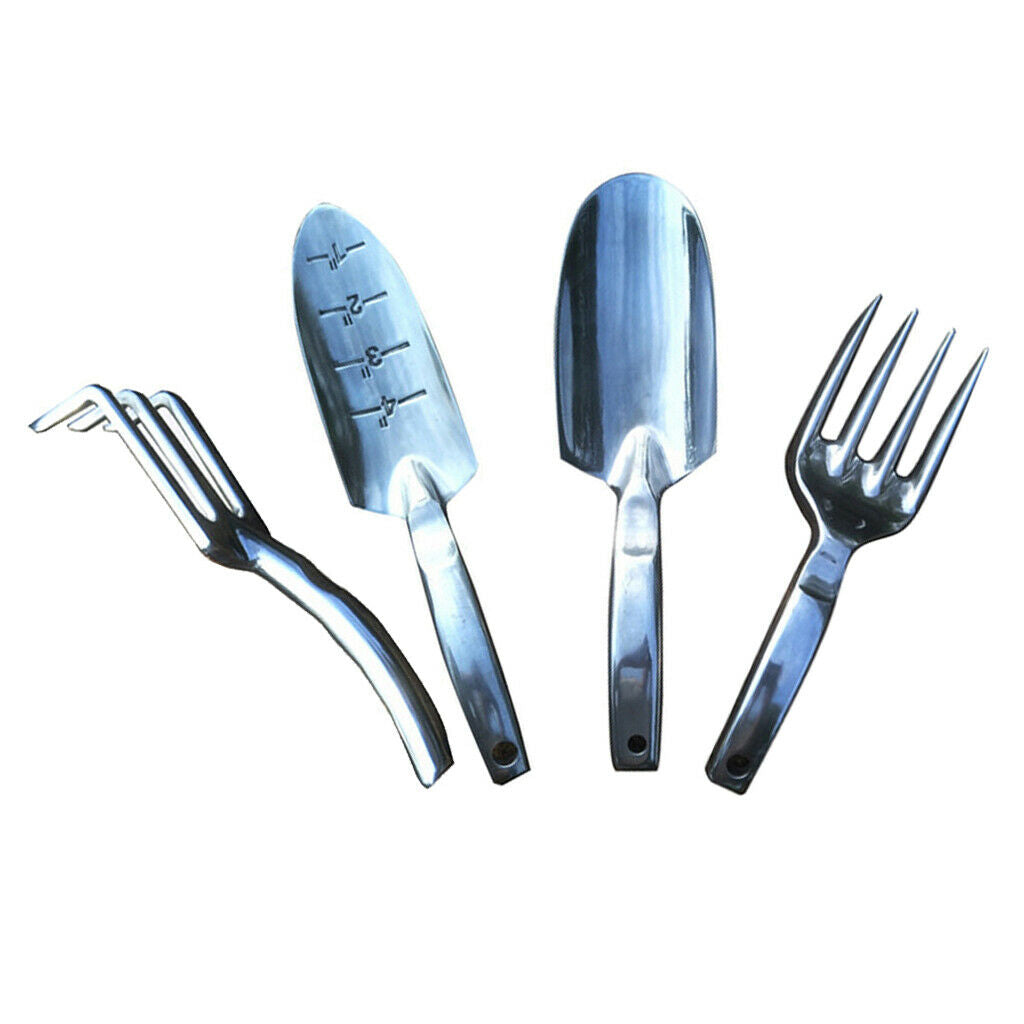 4pcs Aluminum Alloy Garden Fork Hand Tool Hand Trowel Garden Weeding Removal