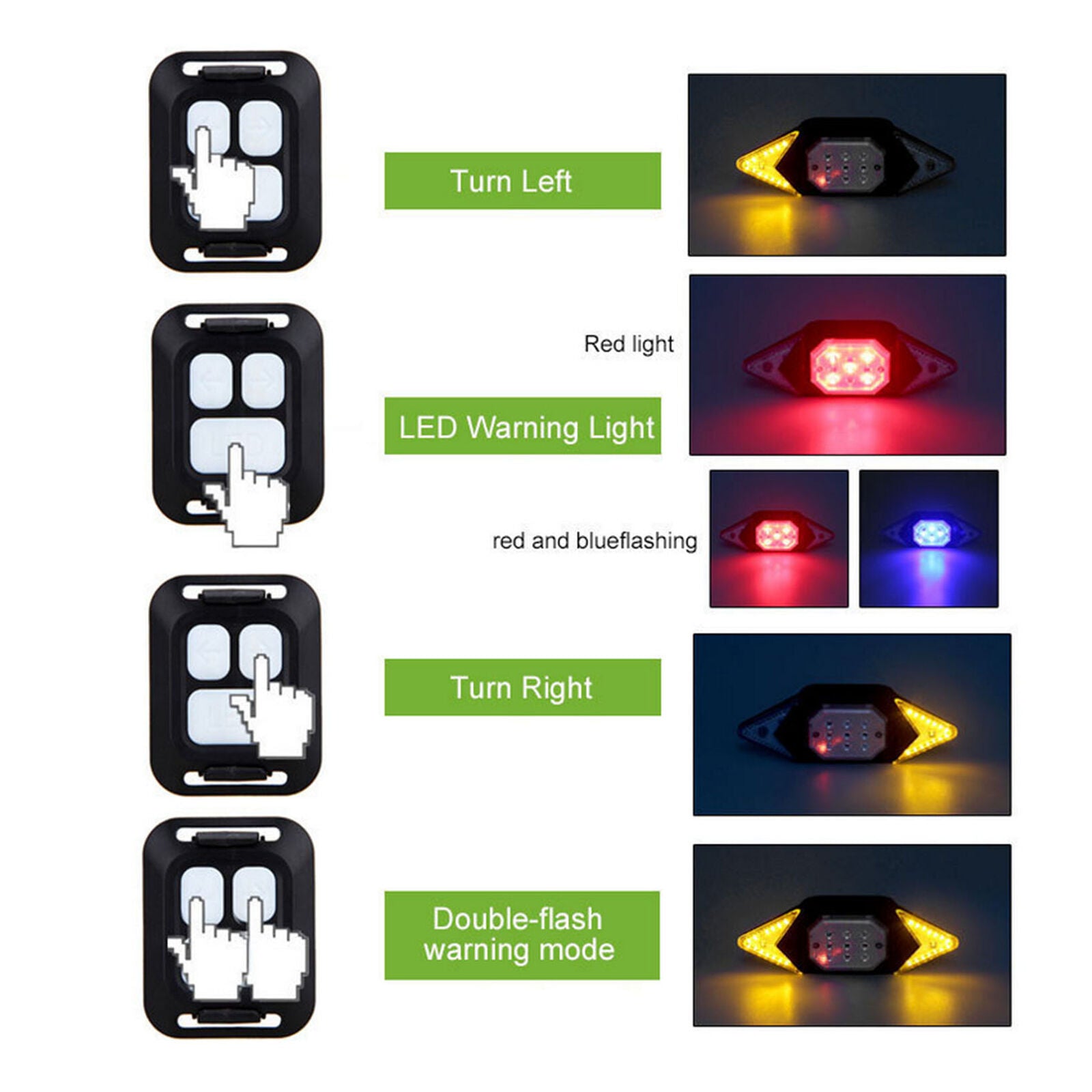 LED Bicycle USB Indicator Bike Rear Tail Turn Signal Light Wireless Remote