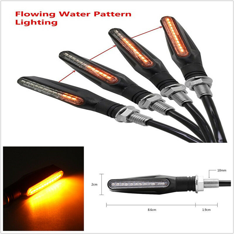 2Pcs Yellow Motorcycle Signal Indicator 12 LED Turn Light Snakeskin Style Handle
