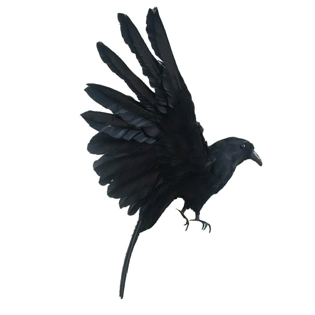 Artificial Realistic Woodland Birds for Garden Home Decoration Raven