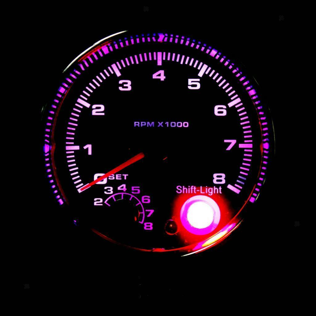 3.75 Inch Black Face Car Tachometer Tacho Gauge W/ Shift Light 0-8000RPM