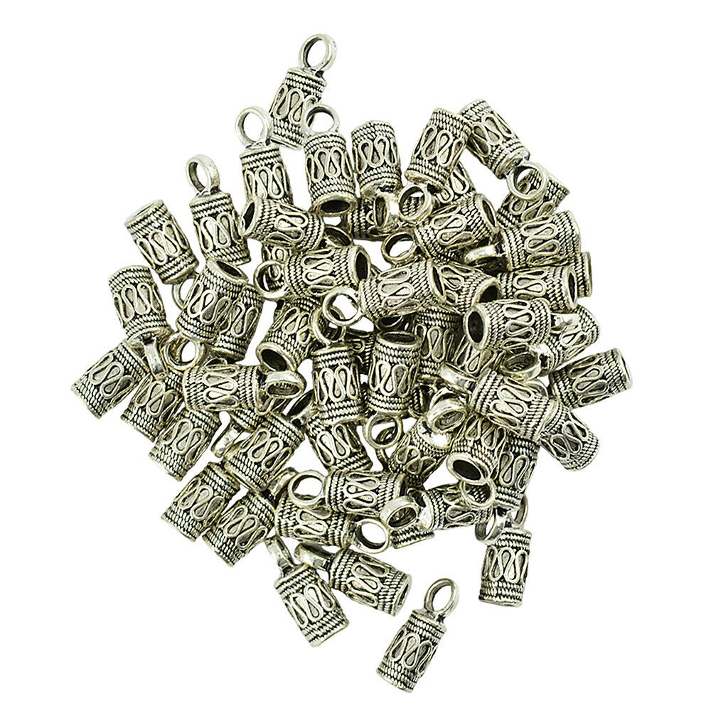 50x Alloy Bell Shape Bead Leather Cord End   Tube Jewelry Findings 4mm