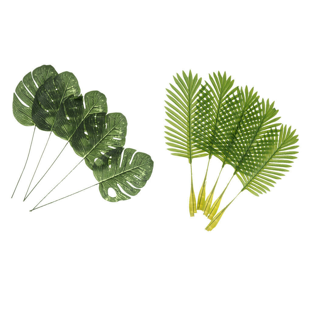 10x Large Artificial Leaf Faux Monstera Coconut Tree Leaves for Garden Home