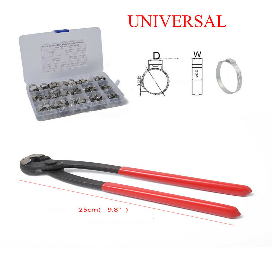 Universal Premium Clamp pliers+Hose Clamp Kit 100PCS Corrosion Resistant Sturdy