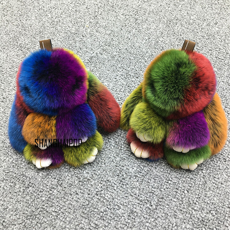 Cute Faux Fur Bunny Fluffy Rabbit Keyring Bag Pendant Keychain Furry Gift