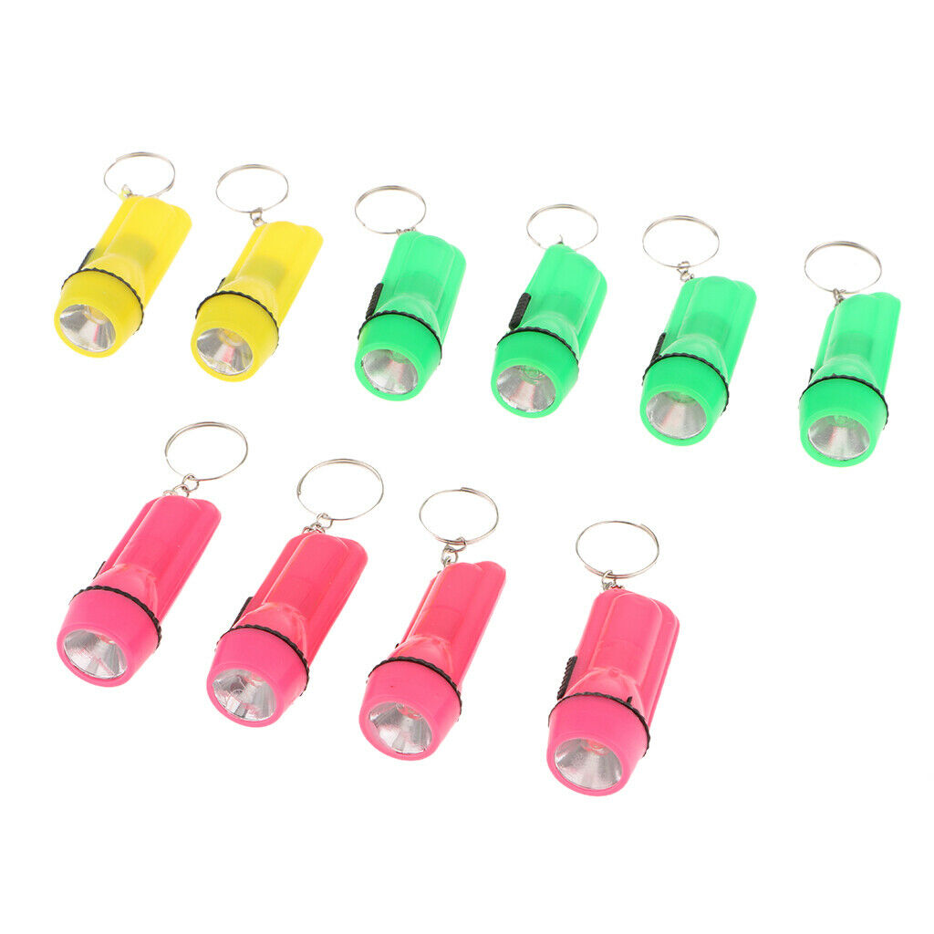Cute LED Key Chain Mini Flashlight Shape Key Ring Holder 10 Pack Random