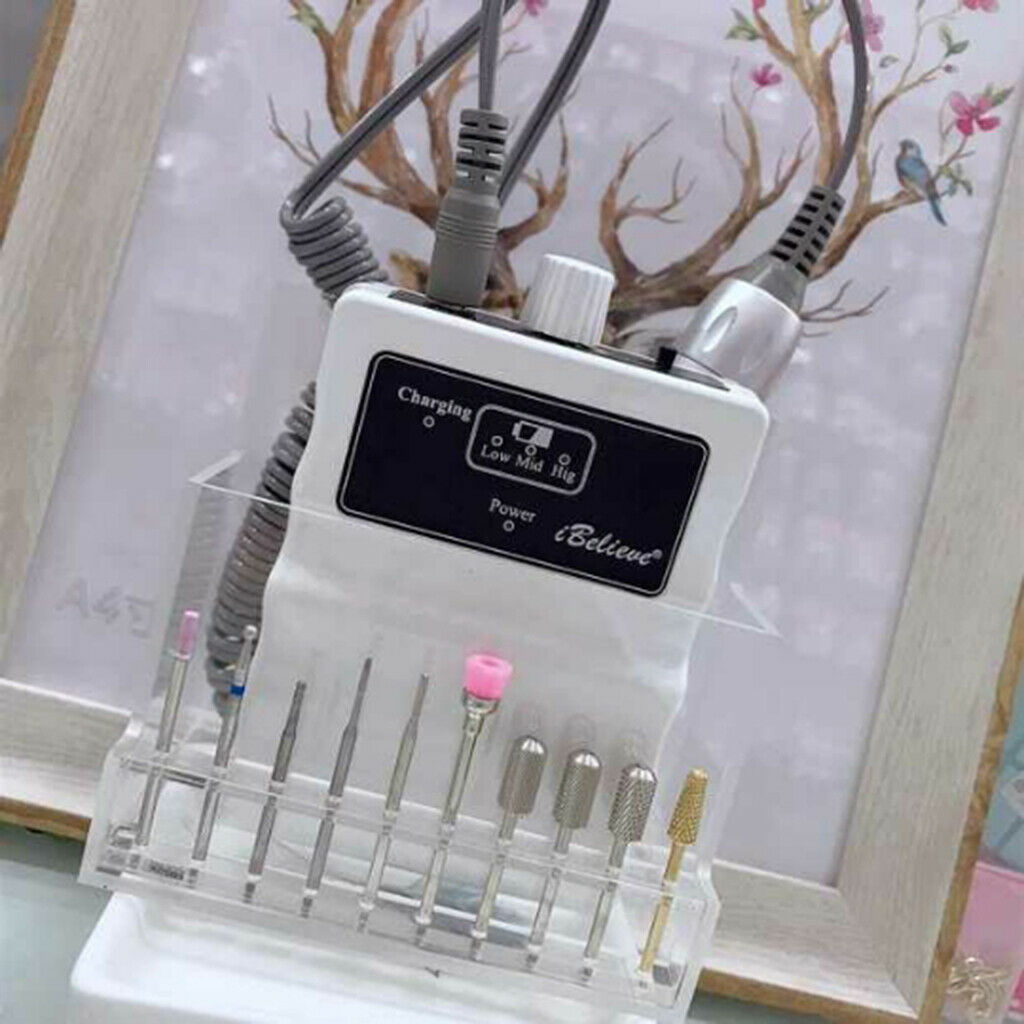 13 Holes Nail Drill Bits Holder Stand Display Manicure Tools Organizer Clear .