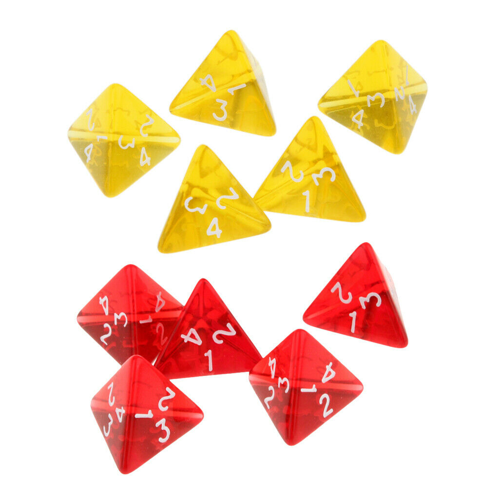 10 Pieces Acrylic Polyhedral Dice Four-sided Dices Game Set for D&D RPG Game