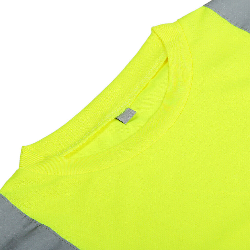 Hi-Vis Reflective Tape Short Sleeve Road Work Safety T Shirt yellow