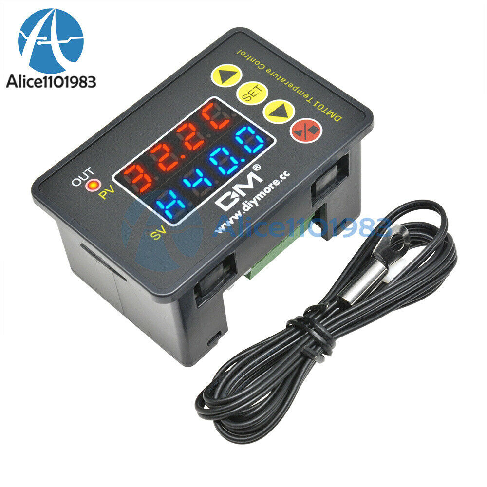 DC12V Digital Red Blue Microcomputer Temperature Controller Thermostat W/ Sensor
