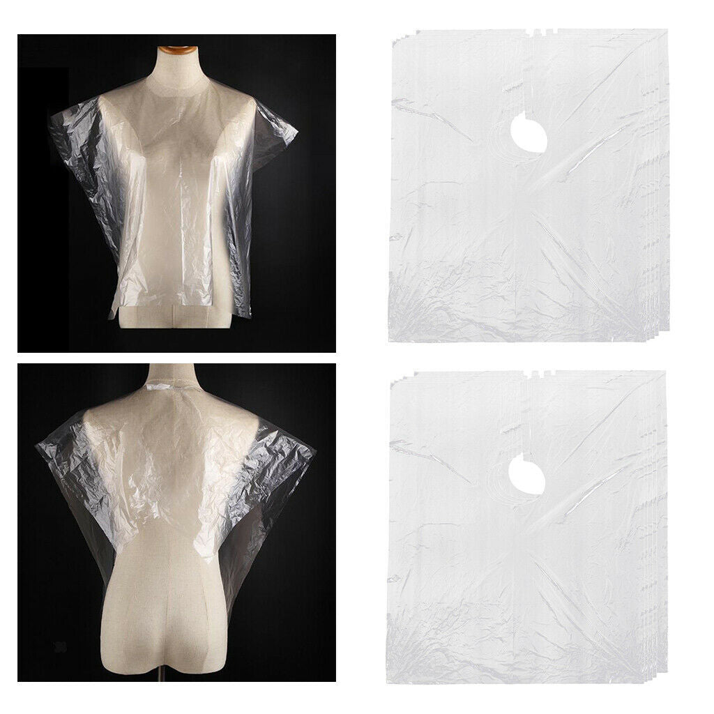 200Pcs Disposable Hair Cutting Capes Clear Barber Home Preming Dyeing Apron Bib