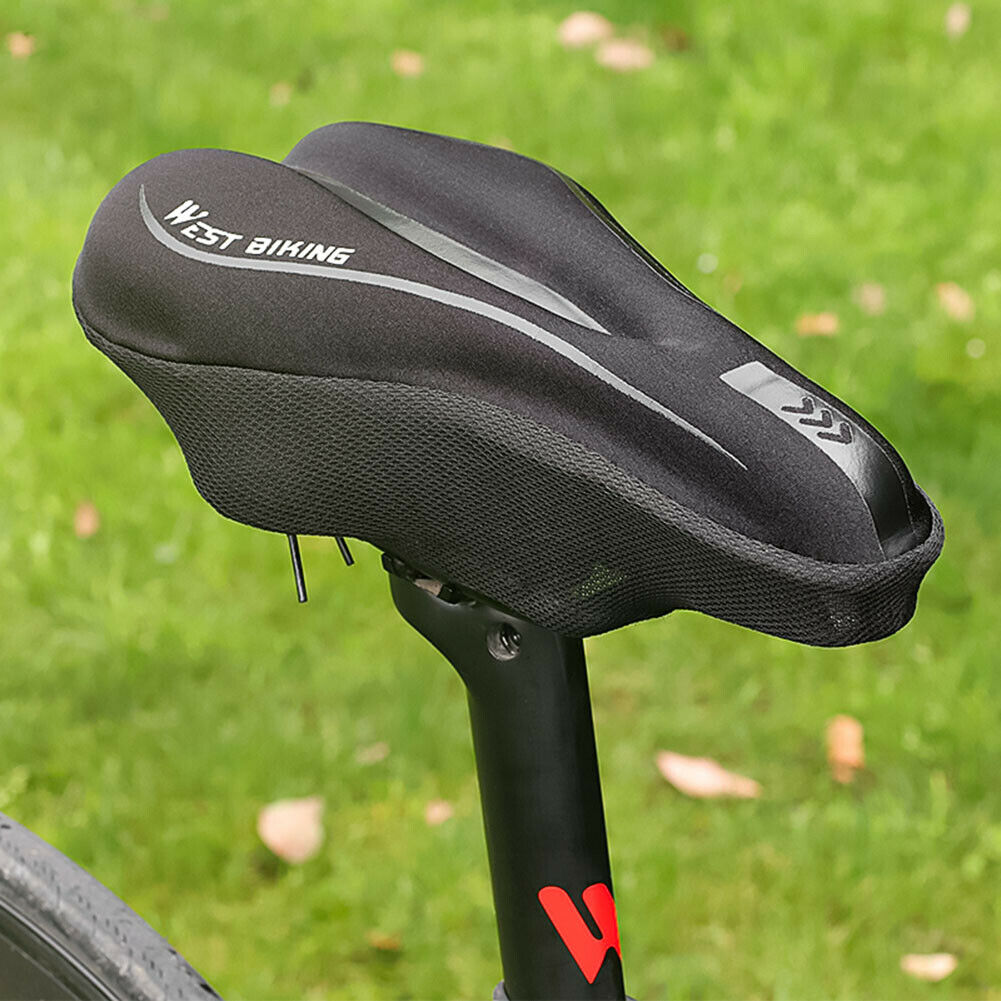 Bike Bicycle Saddle Cover Reflective Strip MTB Cycling Seat Cushion Pad  @