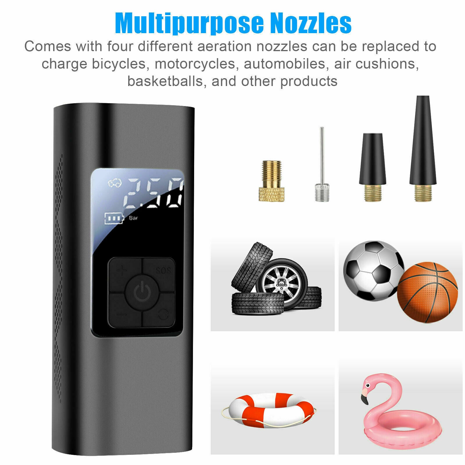 140PSI Car Rechargeable Air Pump Wireless Electric Tire Inflator w/LED display