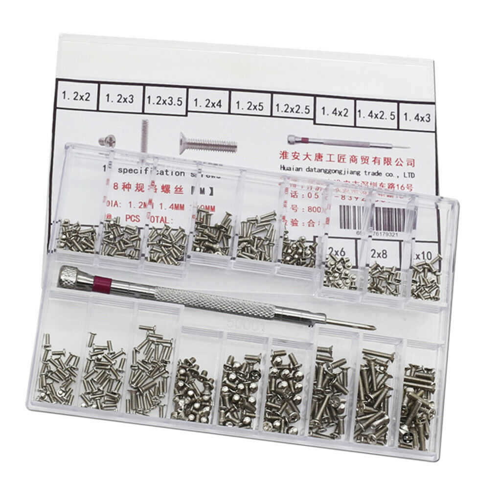 500pcs 18types Screw Nuts Watch Repair Kit DIY Crafts Making 1.2-2.0mm