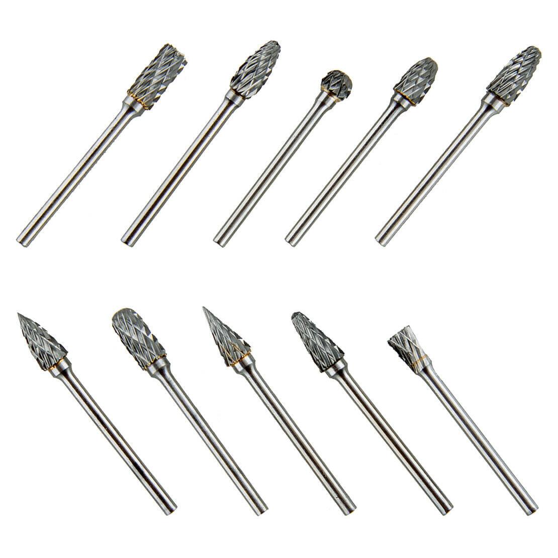 Tungsten Carbide Rotary Burr Drill Bits Die Grinder Shank 1/8" 3mm 10pcs per Kit