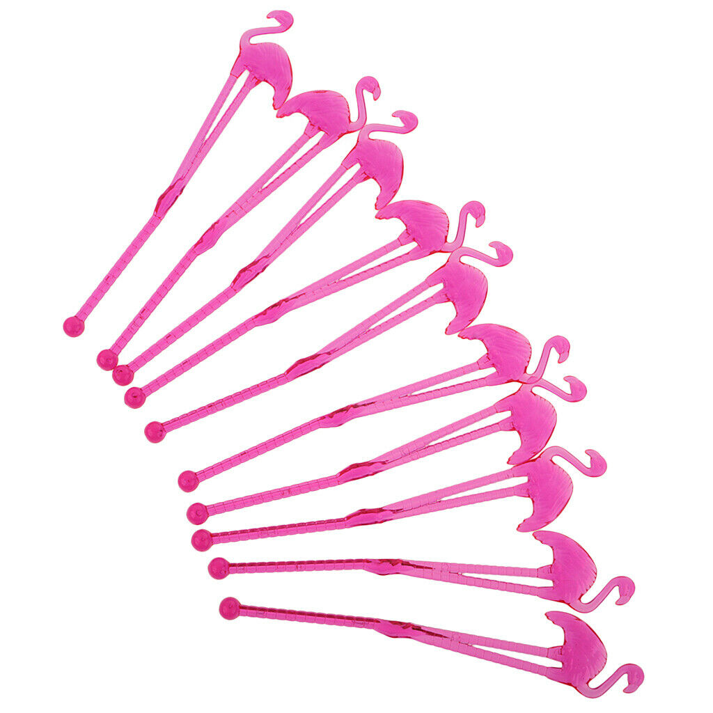 10x Hawaiian Flamingo Cocktail Stirrers Summer Party Swizzle Sticks Picks